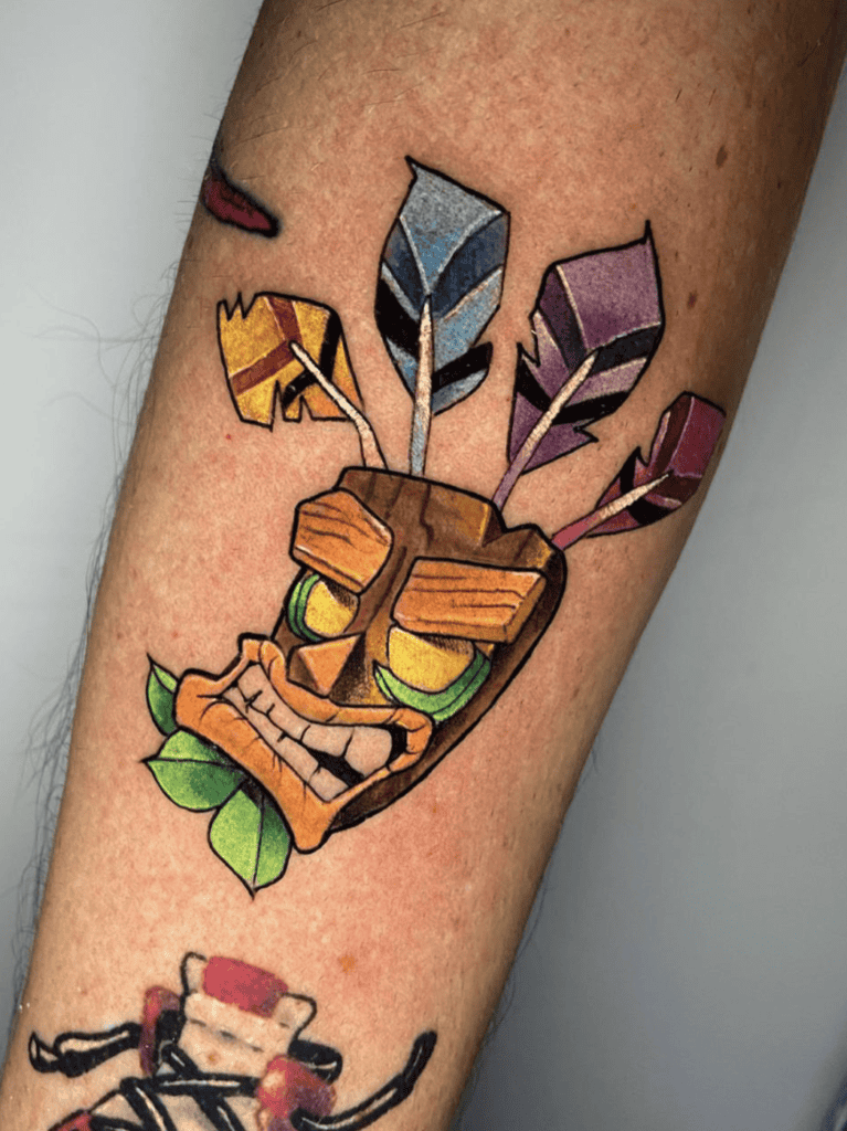 Aku Aku Angry Crash Bandicoot Tattoo