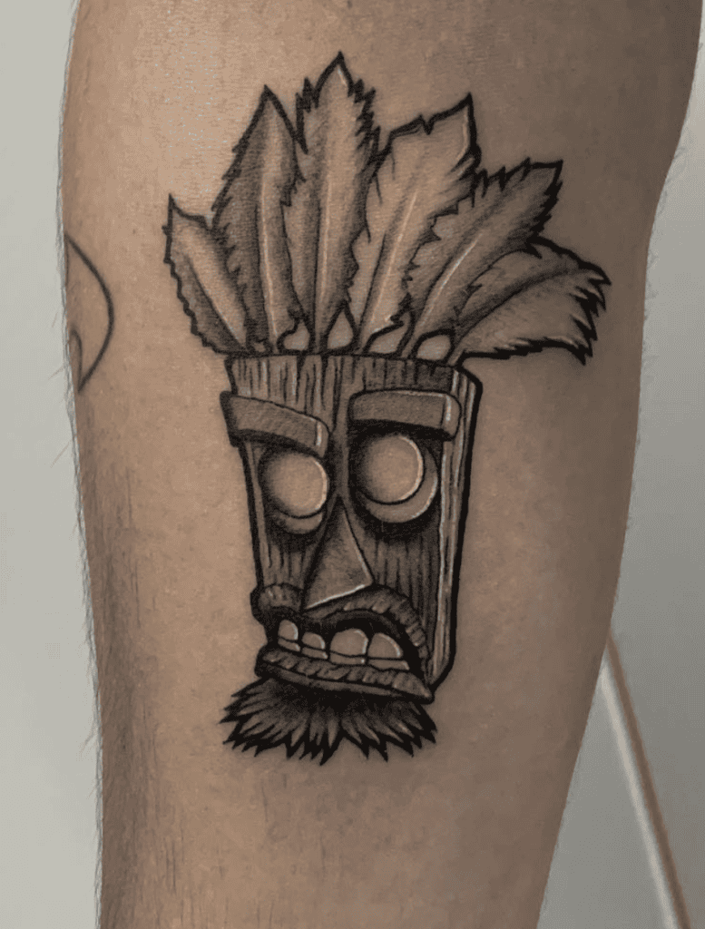 Aku Aku Grey Crash Bandicoot Tattoo