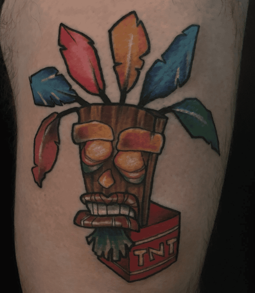 Aku Aku TNT Crash Bandicoot Tattoo