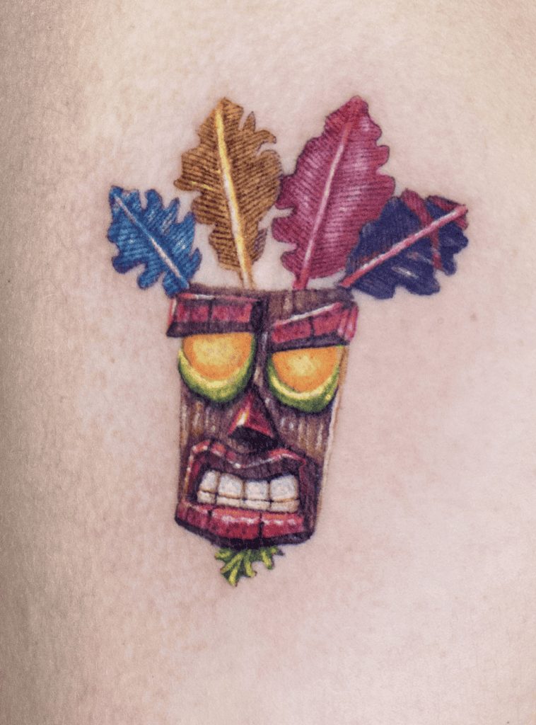 Aku Aku Wood Crash Bandicoot Tattoo