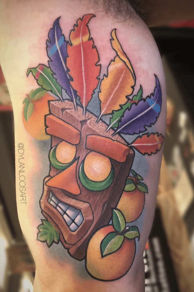 Aku Aku Wumpa Crash Bandicoot Tattoo