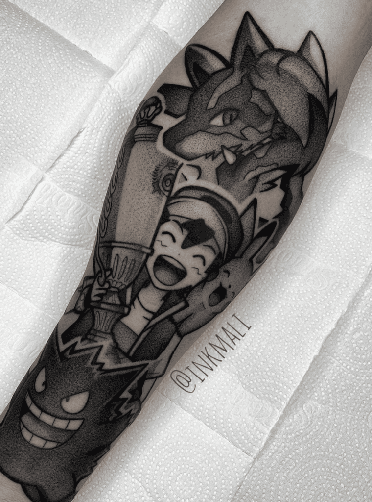 Ash Ketchum Champion Pokémon Anime Tattoo