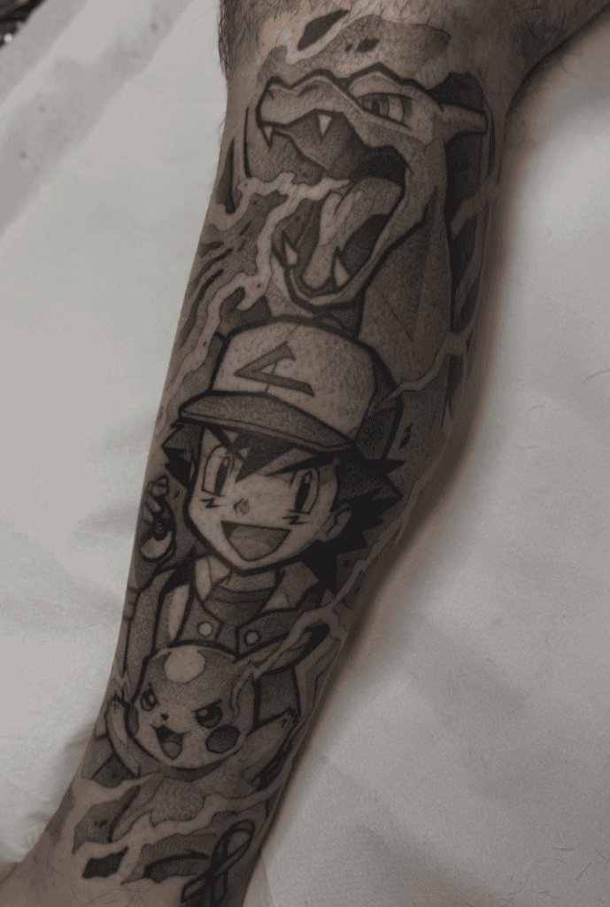 Ash Ketchum Charizard Pokémon Anime Tattoo