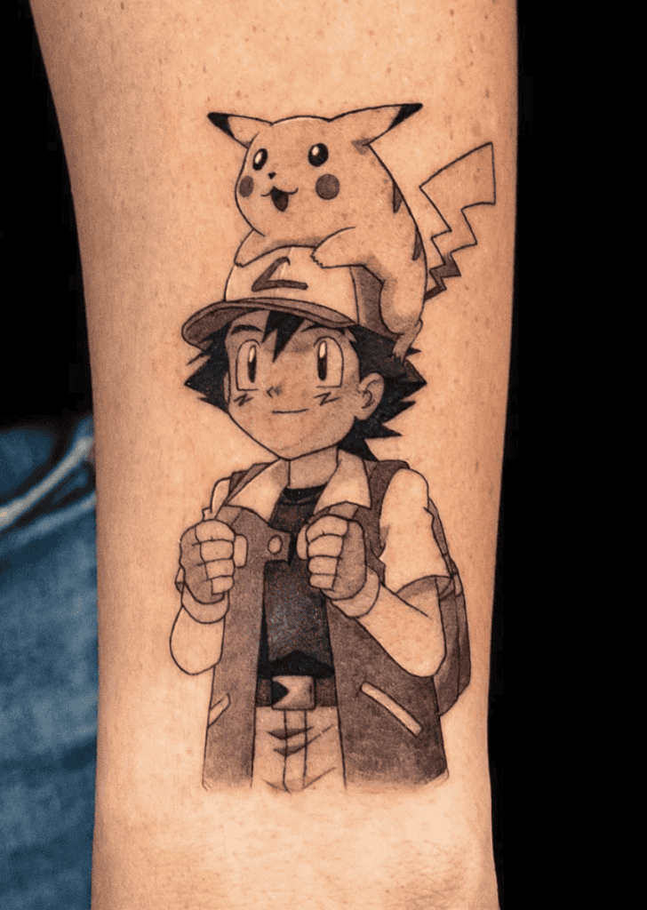 Ash Ketchum Cute Pokémon Anime Tattoo