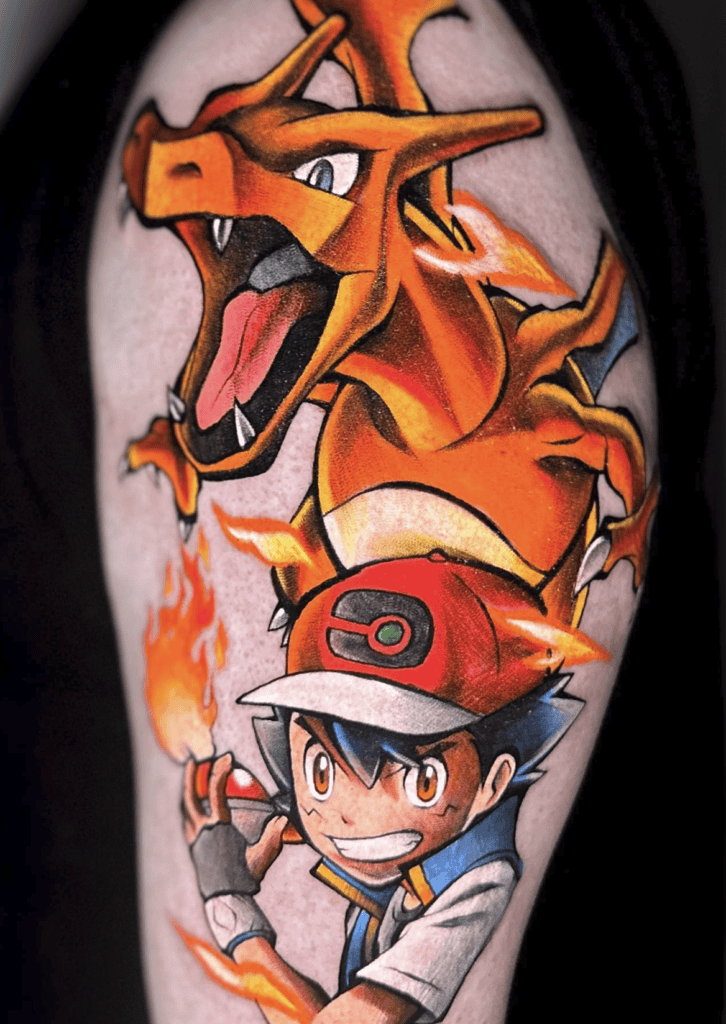 Ash’s Charizard Pokémon Anime Tattoo