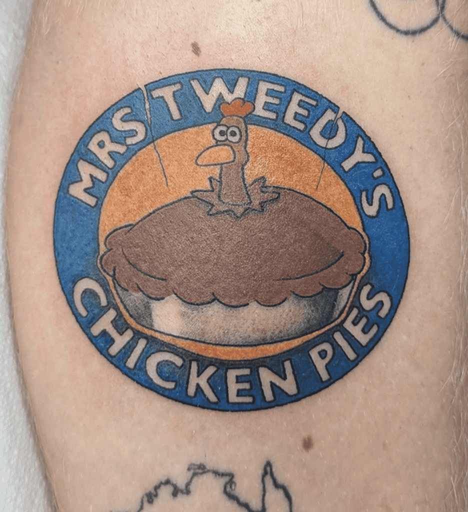 Chicken Run Pie Tattoo