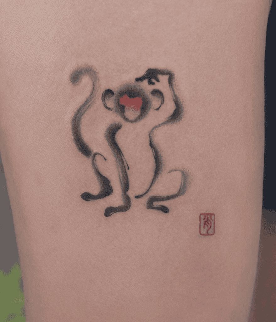 Chinese Zodiac Confused Monkey Tattoo