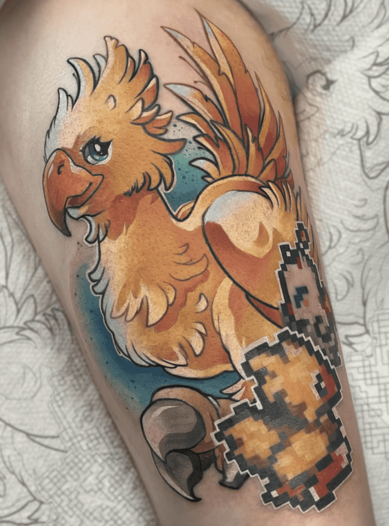 Chocobo Pixel Chicken Tattoo