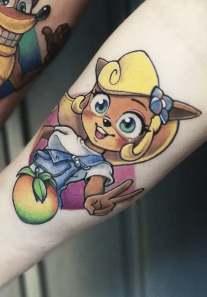 Coco Peace Crash Bandicoot Tattoo