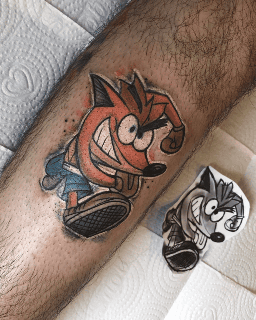 Crash Bandicoot Cartoon Tattoo