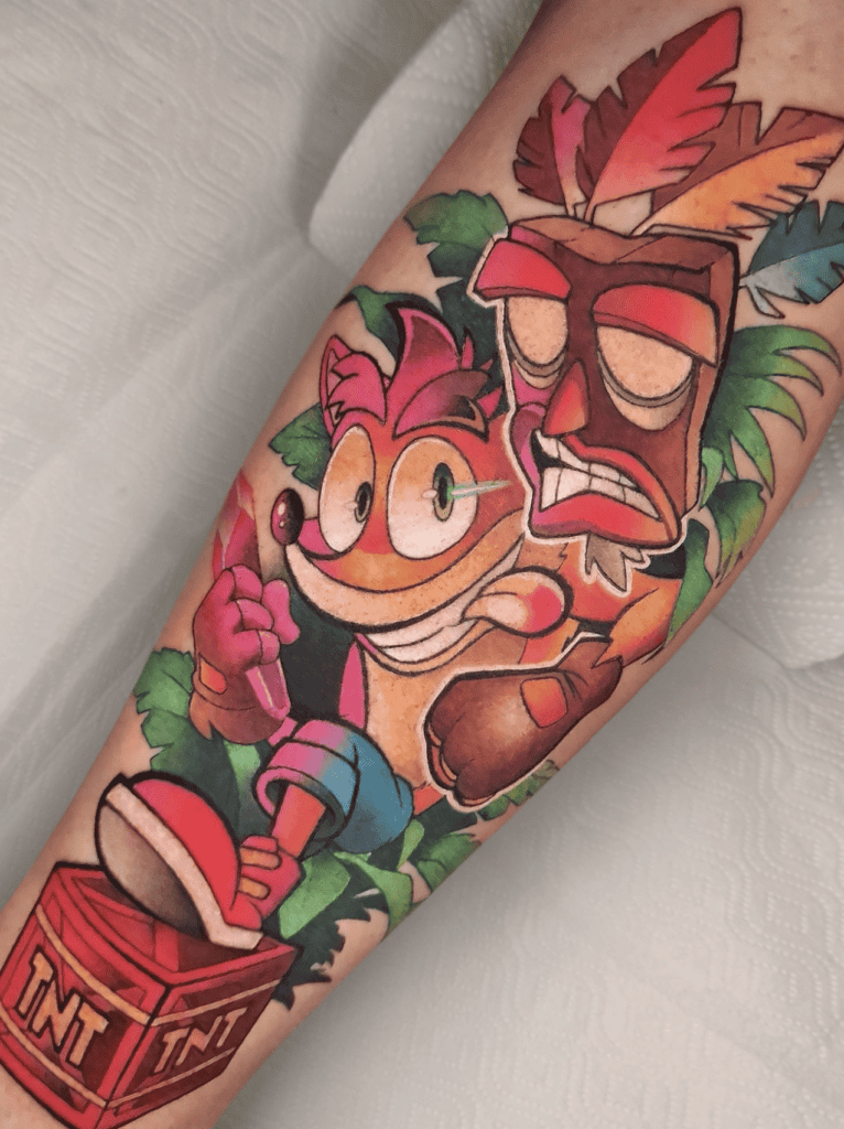 Crash Bandicoot Cute Tattoo