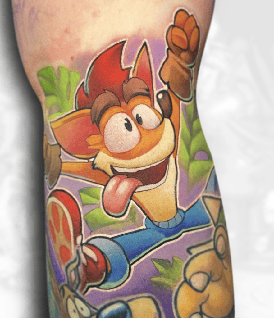 Crash Bandicoot Jump Tattoo