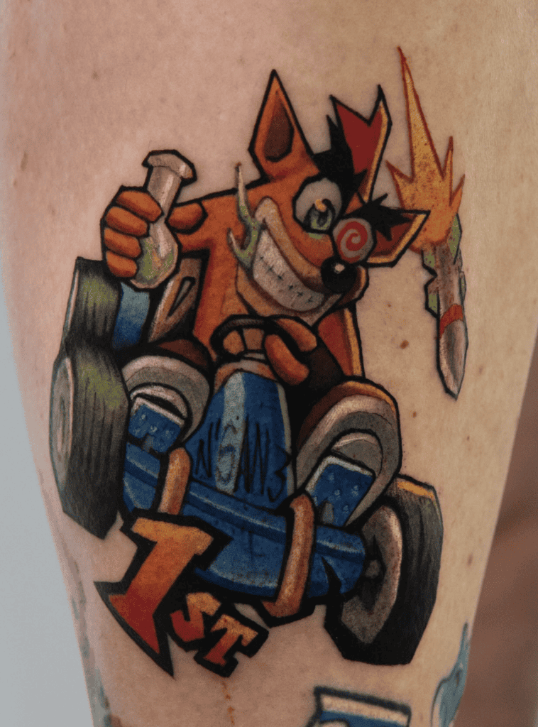Crash Bandicoot Racing Tattoo