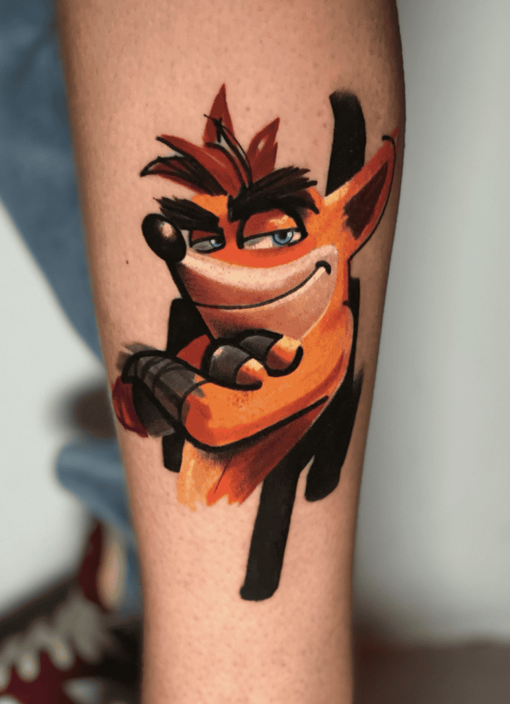 Crash Bandicoot Smug Tattoo