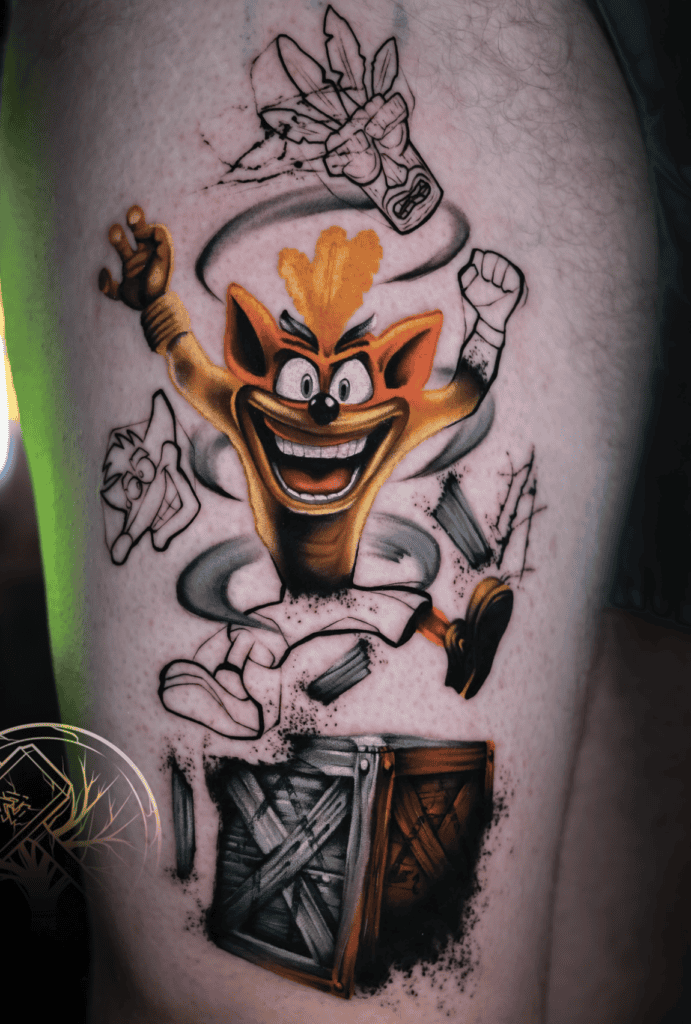 Crash Bandicoot Unfinished Tattoo