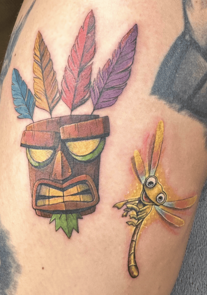 Crash Bandicoot X Spyro Sparx Tattoo