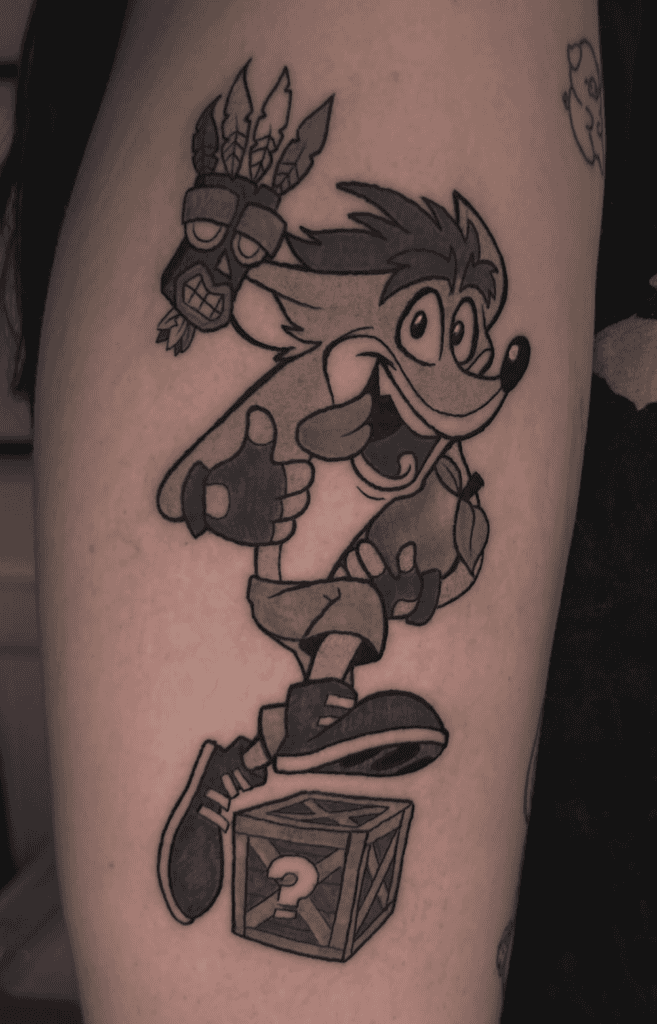 Crate and Crash Bandicoot Tattoo