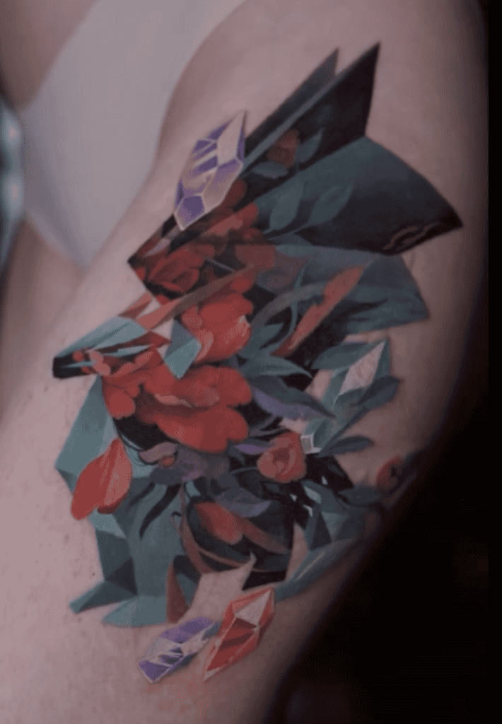 Crystal Statue Flower Spyro Tattoo