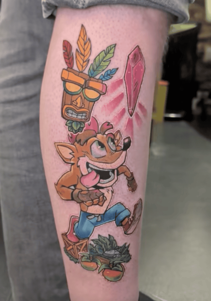 Crystal and Crash Bandicoot Tattoo
