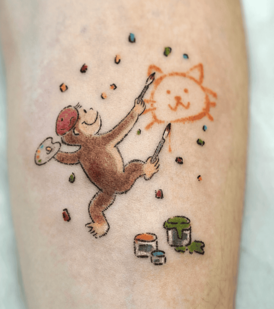 Curious George Paint Monkey Tattoo