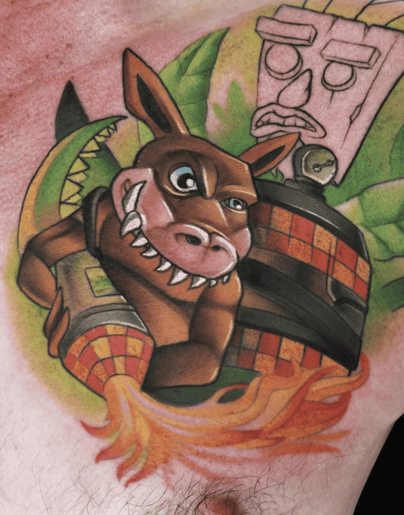 Dingodile Flamethrower Crash Bandicoot Tattoo