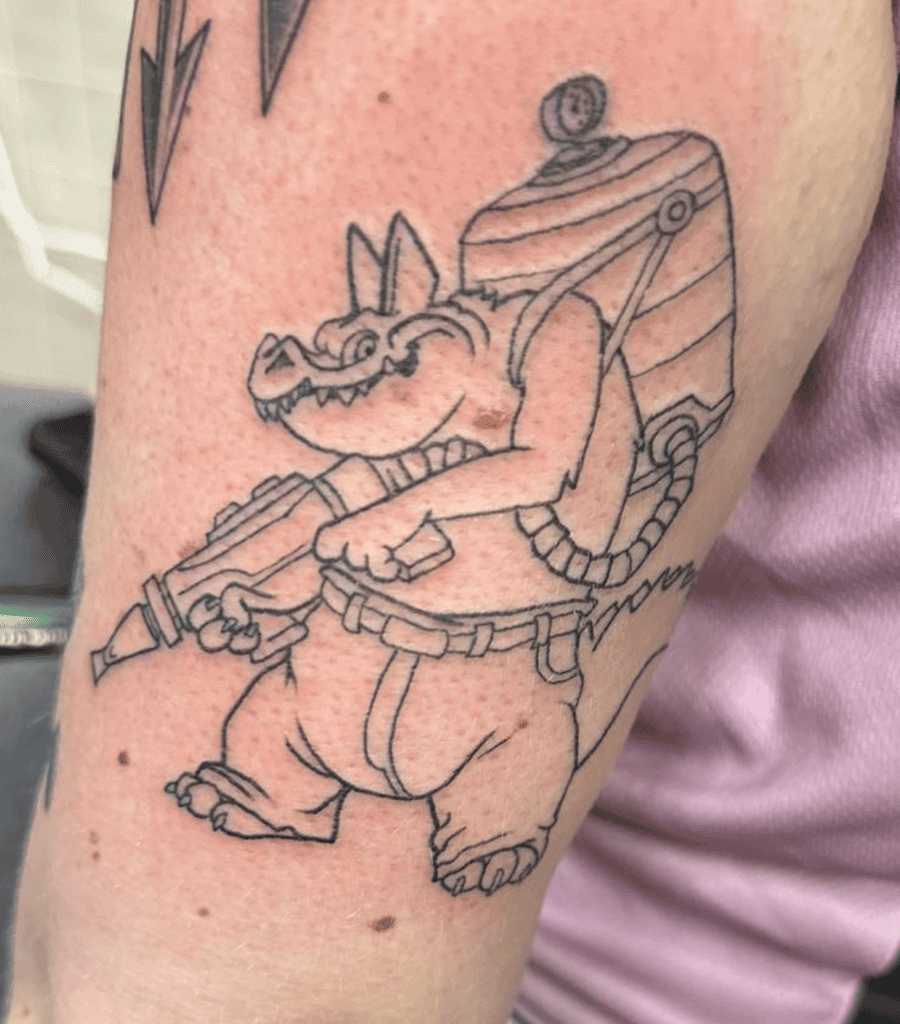 Dingodile Simple Crash Bandicoot Tattoo