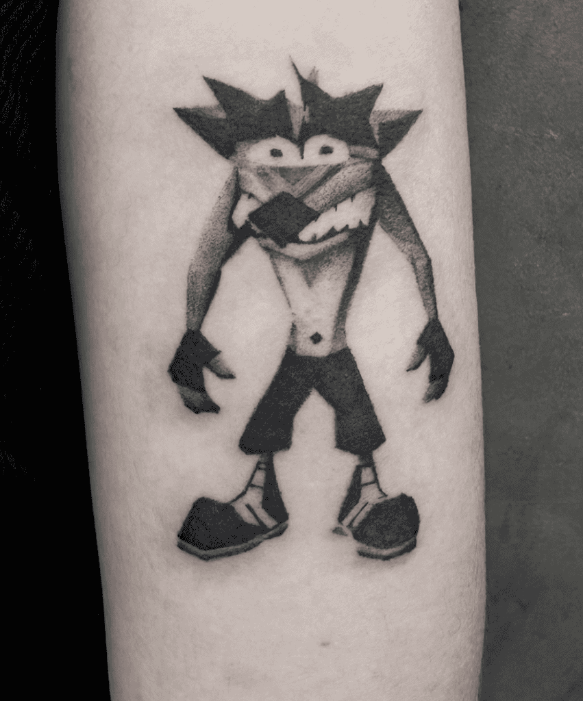 Fake Crash Polygon Bandicoot Tattoo