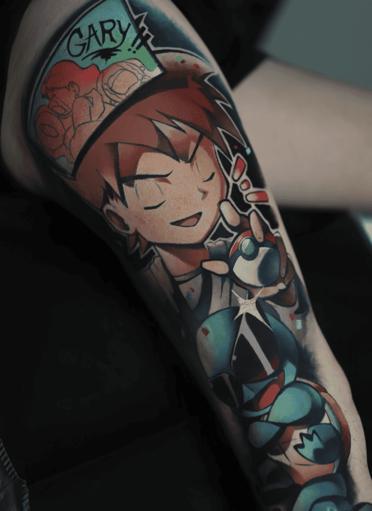 Gary Oak Pokémon Anime Tattoo