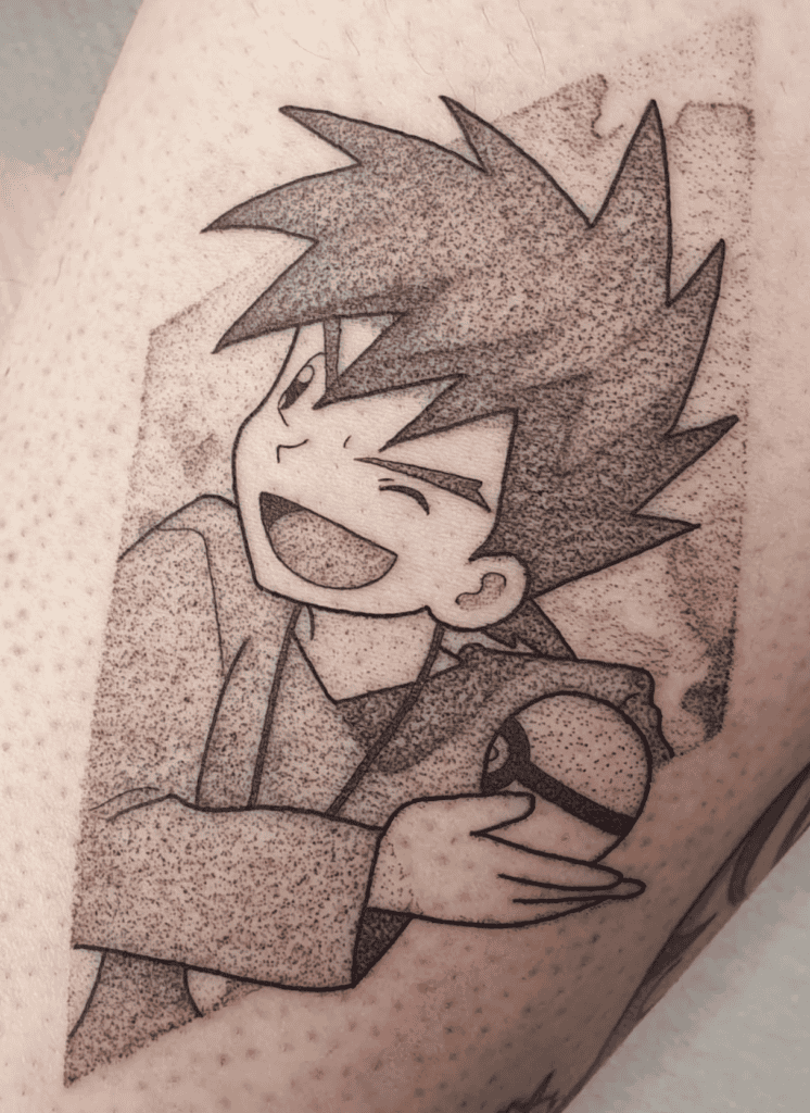 Gary Oak Smug Pokémon Anime Tattoo