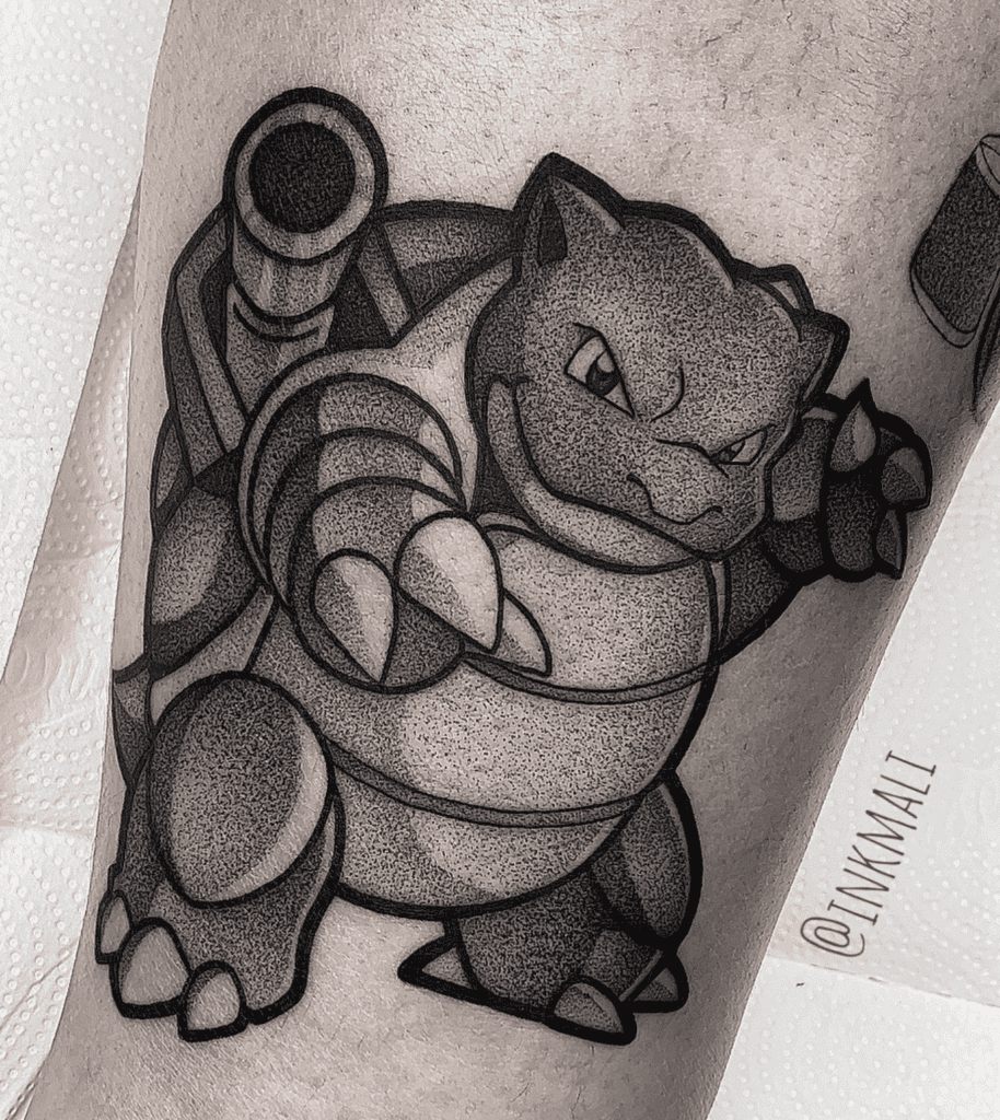Gary Oak’s Blastoise Stance Pokémon Anime Tattoo