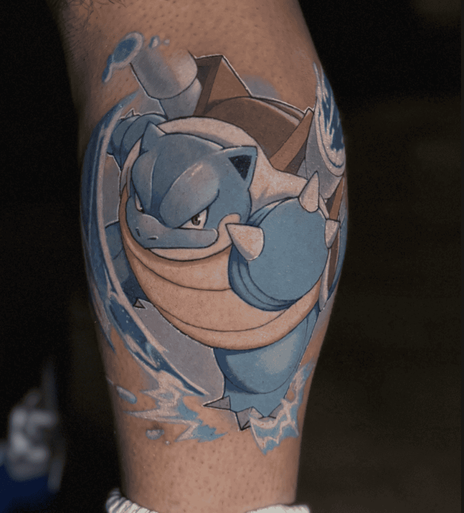 Gary Oak’s Blastoise Water Pokémon Anime Tattoo