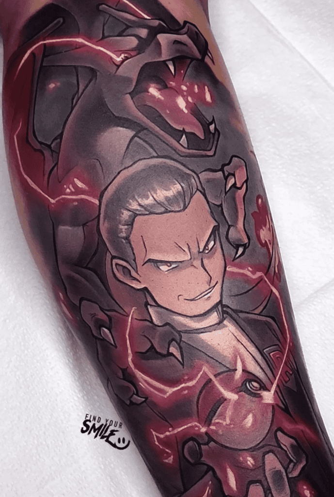 Giovanni Charizard Pokémon Anime Tattoo