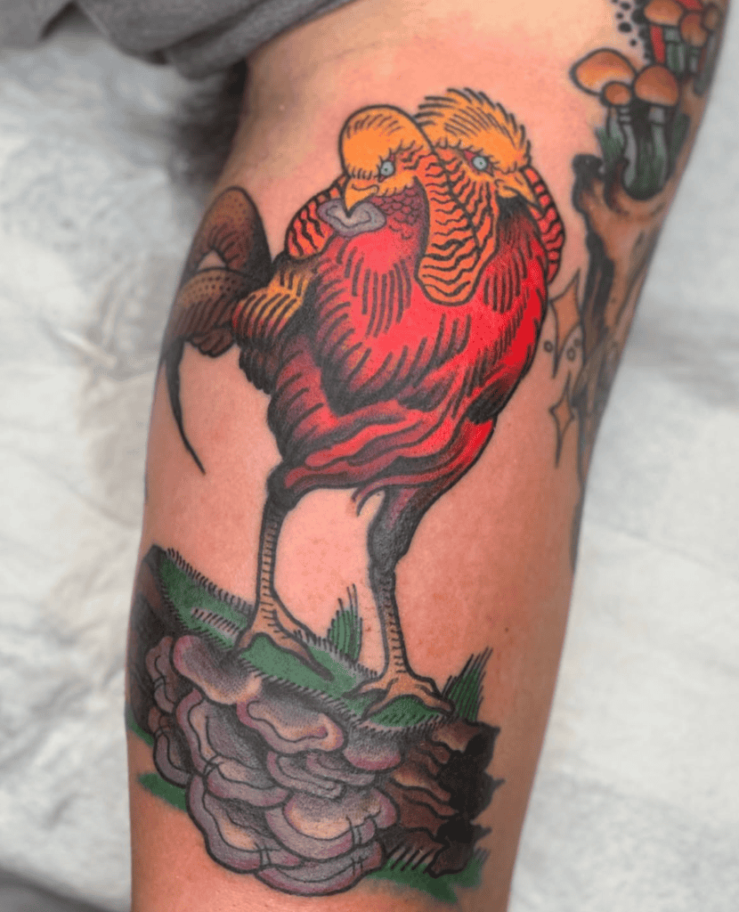 Golden Pheasant Two Headed Tattoo