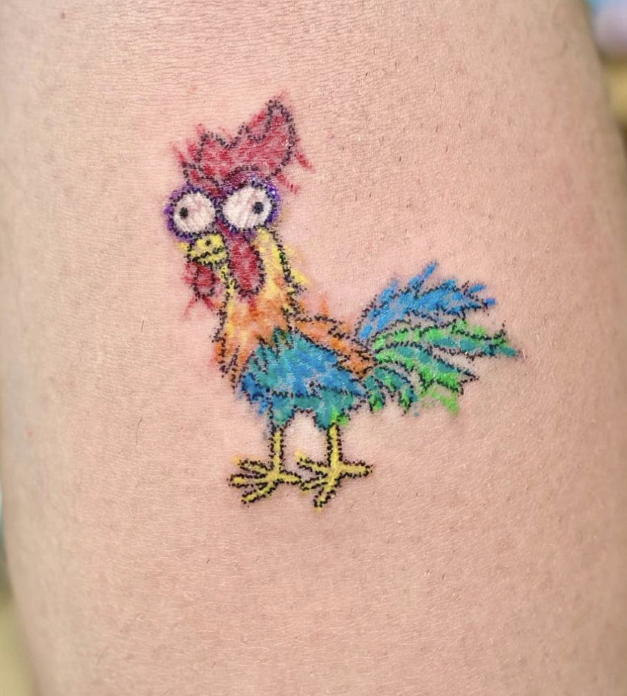 Heihei Crayon Chicken Tattoo
