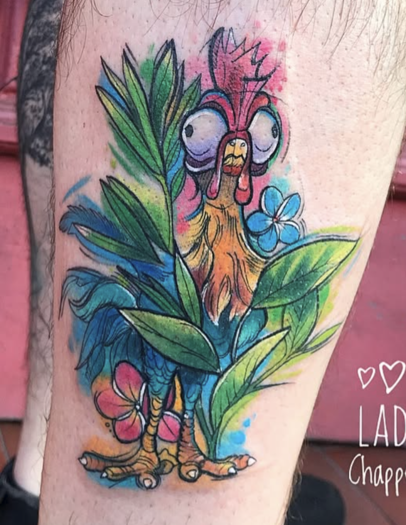 Heihei Watercolour Chicken Tattoo