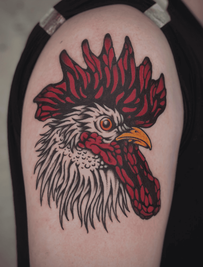 Leghorn Rooster Chicken Tattoo