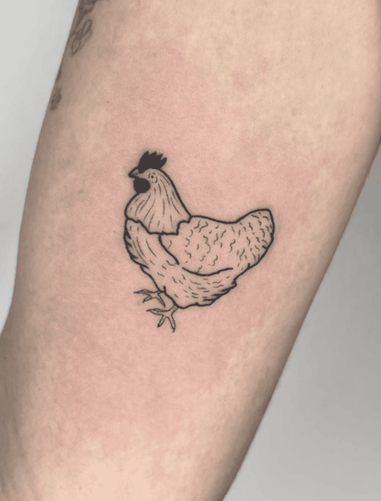 Leghorn Simple Chicken Tattoo