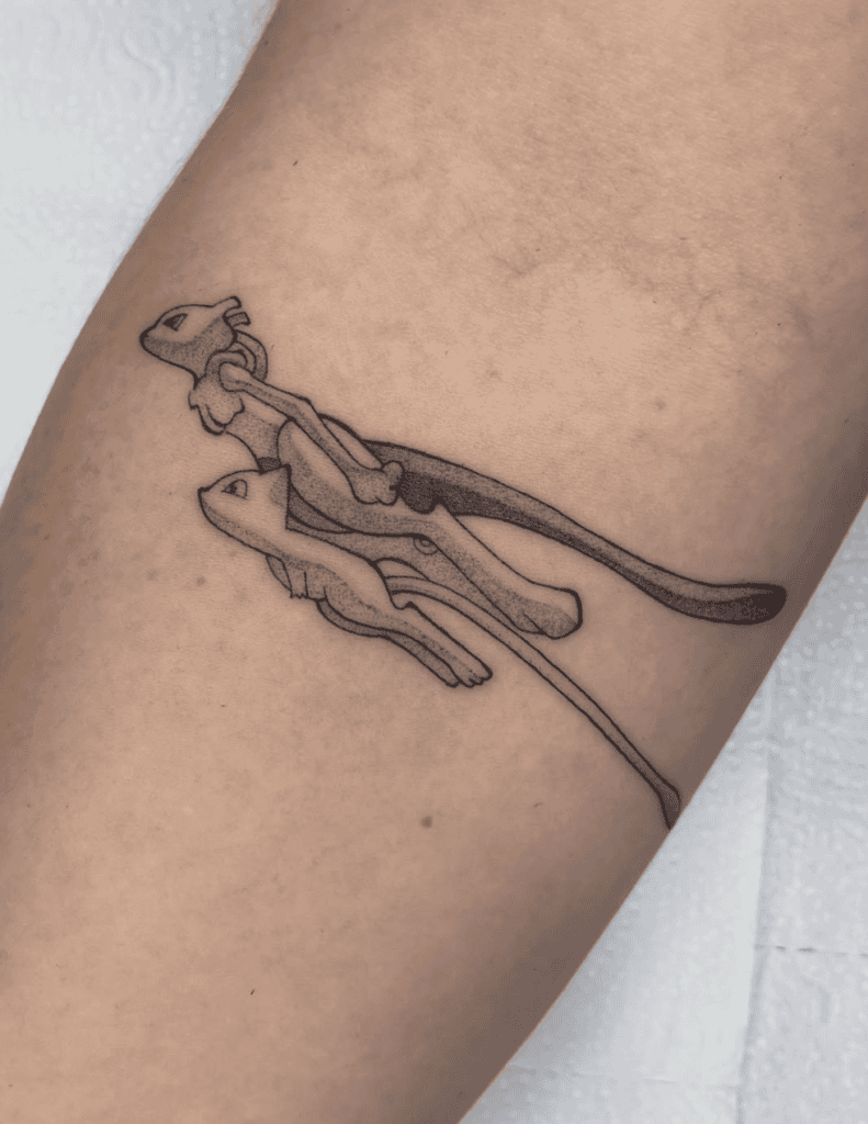 Mew and Mewtwo Pokémon Anime Tattoo