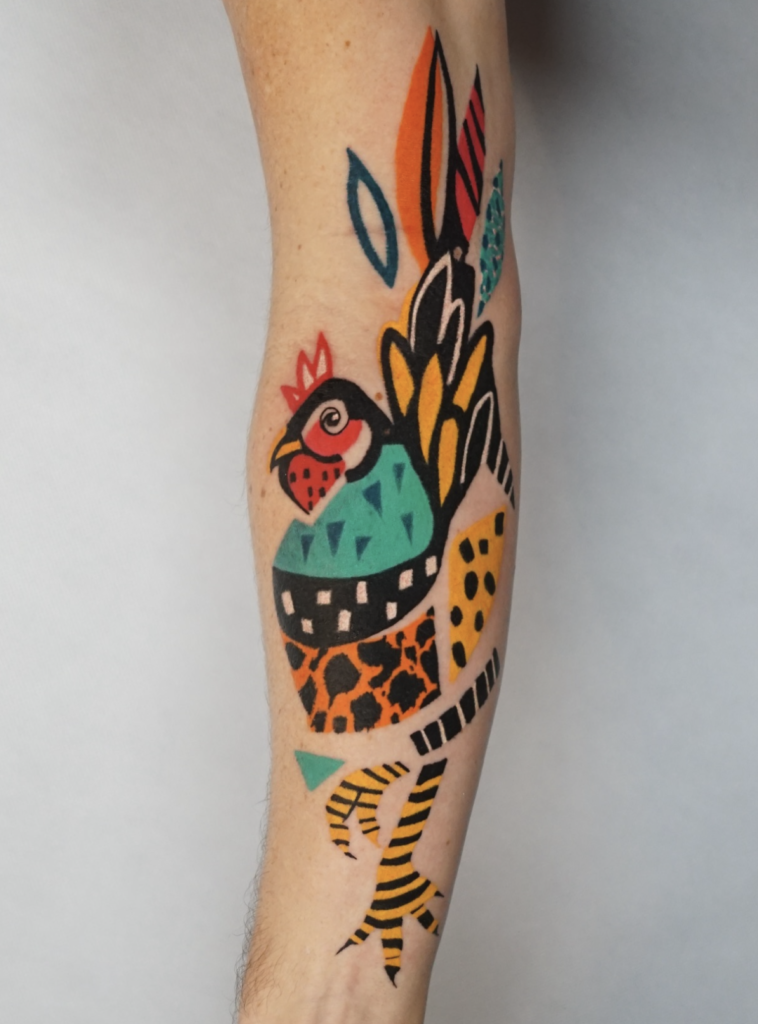 Miscellaneous Colourful Chicken Tattoos