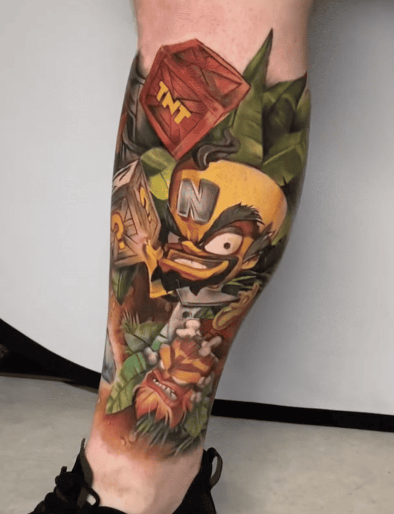 Neo Cortex TNT Crash Bandicoot Tattoo