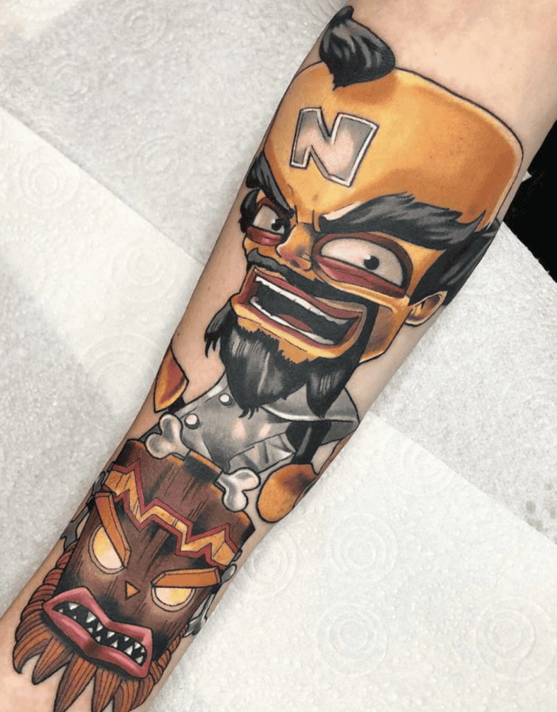 Neo Cortex Uka Uka Crash Bandicoot Tattoo