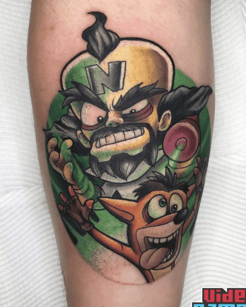 Neo Cortex and Crash Bandicoot Tattoo