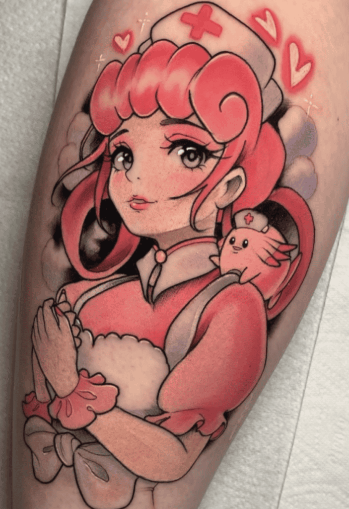 Nurse Joy Cute Pokémon Anime Tattoo