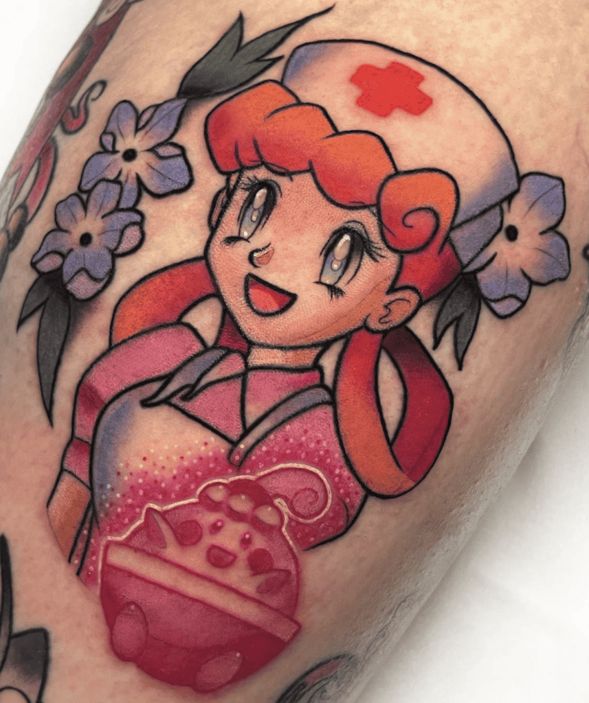Nurse Joy Happini Pokémon Anime Tattoo