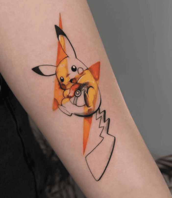 Pikachu Bolt Pokémon Anime Tattoo