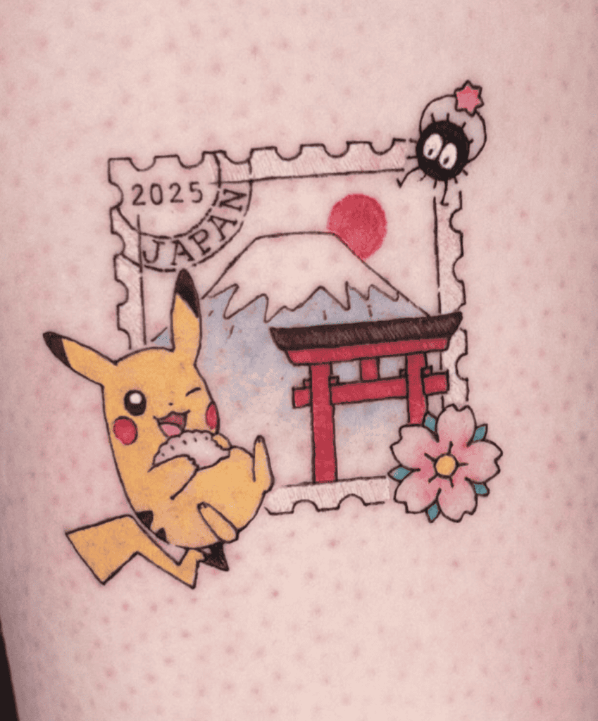 Pikachu Stamp Pokémon Anime Tattoo