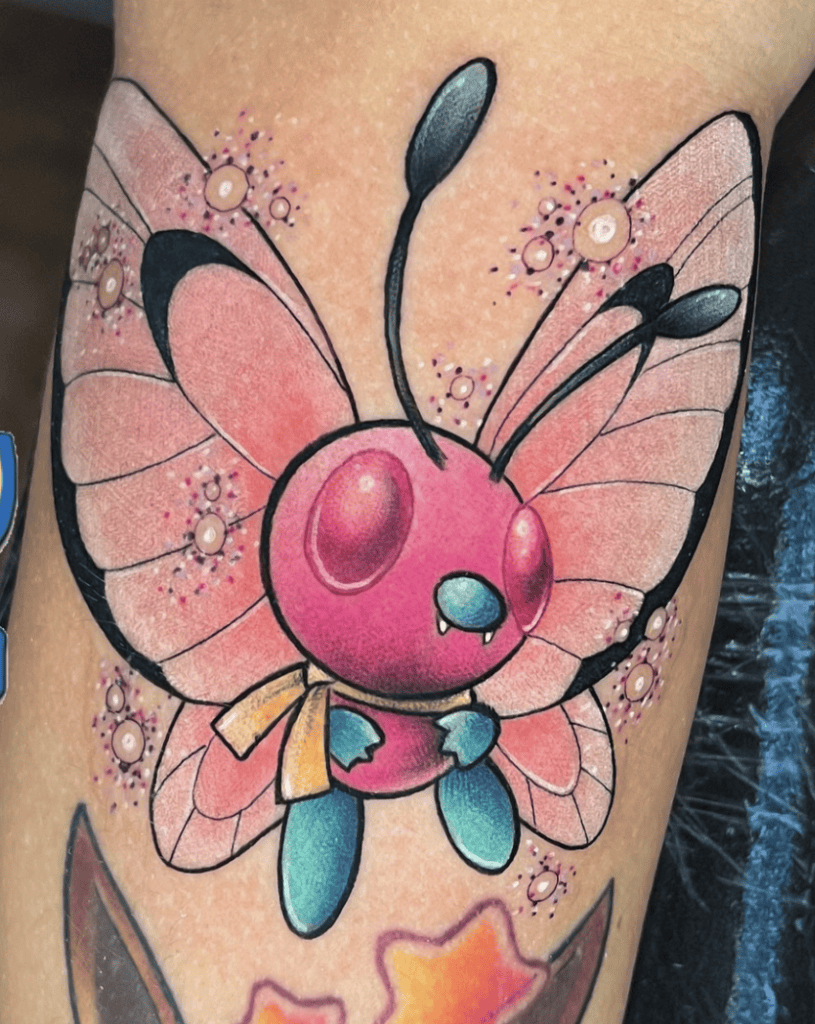 Pink Butterfree Pokémon Anime Tattoo