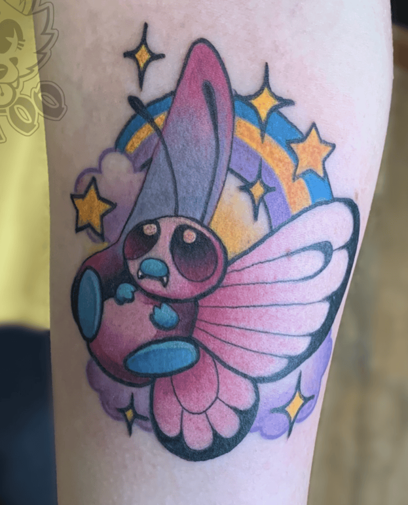 Pink Butterfree Rainbow Pokémon Anime Tattoo