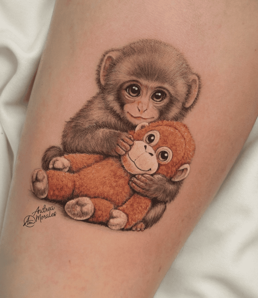 Punch Monkey Cute Tattoo