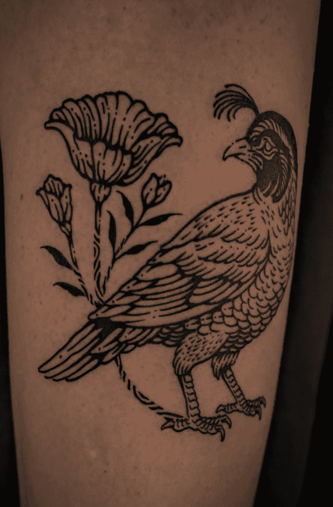 Quail Flower Tattoo